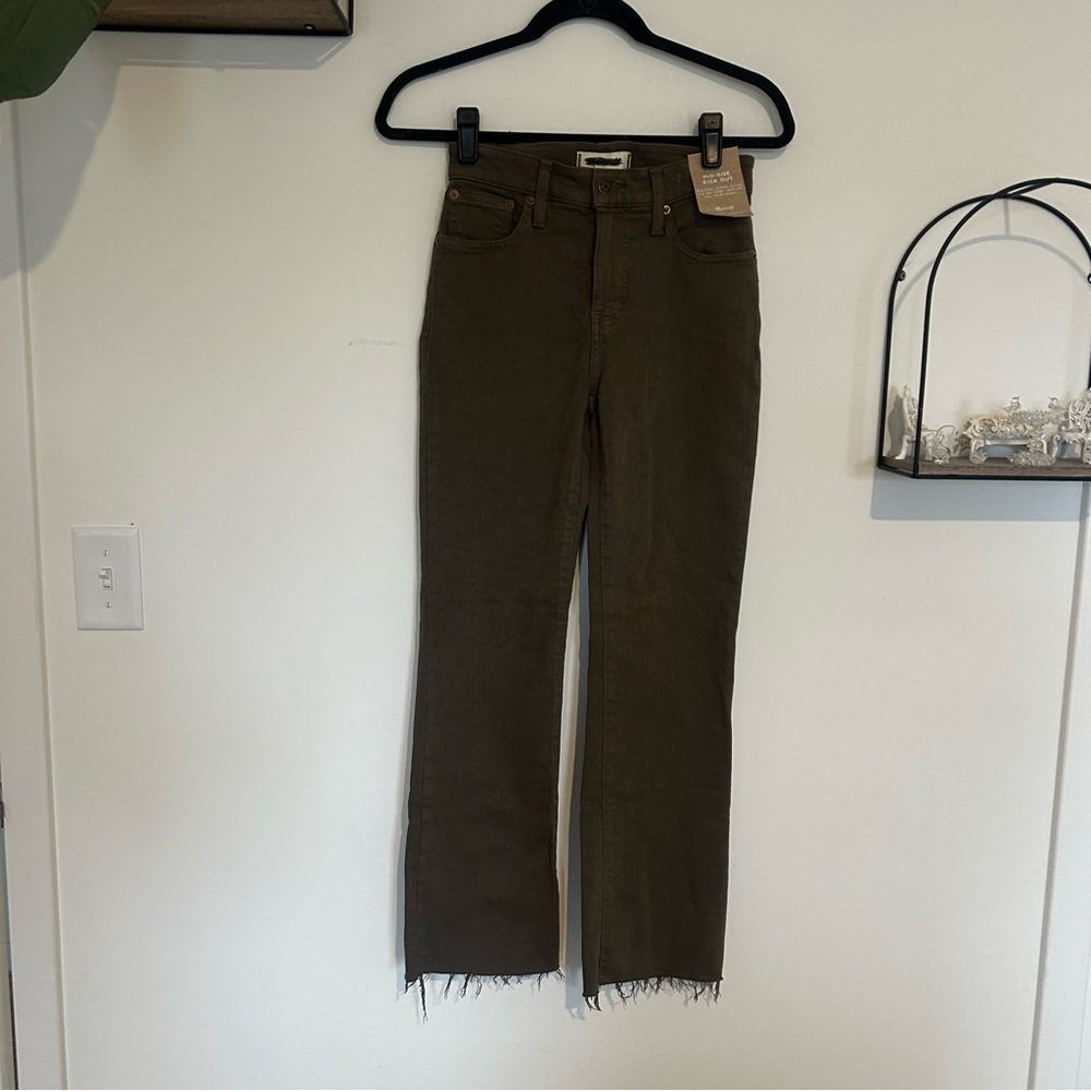 NWT Madewell Kick‎ Out Crop Jeans in Driftwood Brown: Raw-Hem Edition Size 23